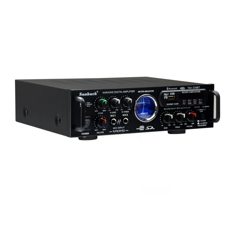 

Bluetooth USB SD FM radio remote control KTV karaoke reverb 2 channel 240W + 240W high-power AC 220V DC 12V car AV amplifier
