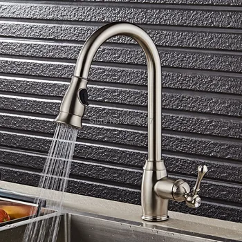 

Newly Brush Kitchen Pull Out Faucet Flexible Hot&Cold Water Faucet High Quality Single Handle Dual Spray Mixer Taps ZR683