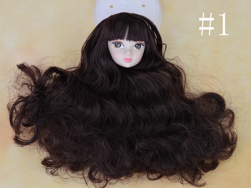 Детская игрушка высокого качества голова куклы с черными коричневыми волосами DIY аксессуары для 11," Головы Куклы для 1/6 BJD Кукольный дом
