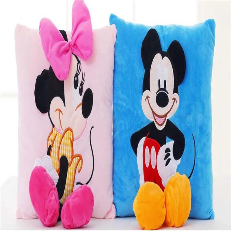 

1pc 35cm 3D Mickey Mouse and Minnie Mouse Plush Pillow Kawaii Mickey and Minnie Soft Cusion Gifts for Girls/Children