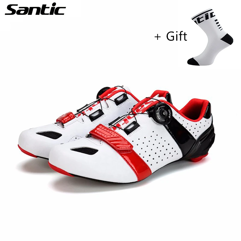 

SANTI MTB Road Bike Shoes Carbon Fiber Men's Shoes Ultralight Elastic Band High Quality Breathable Sport Shoes With Free Socks