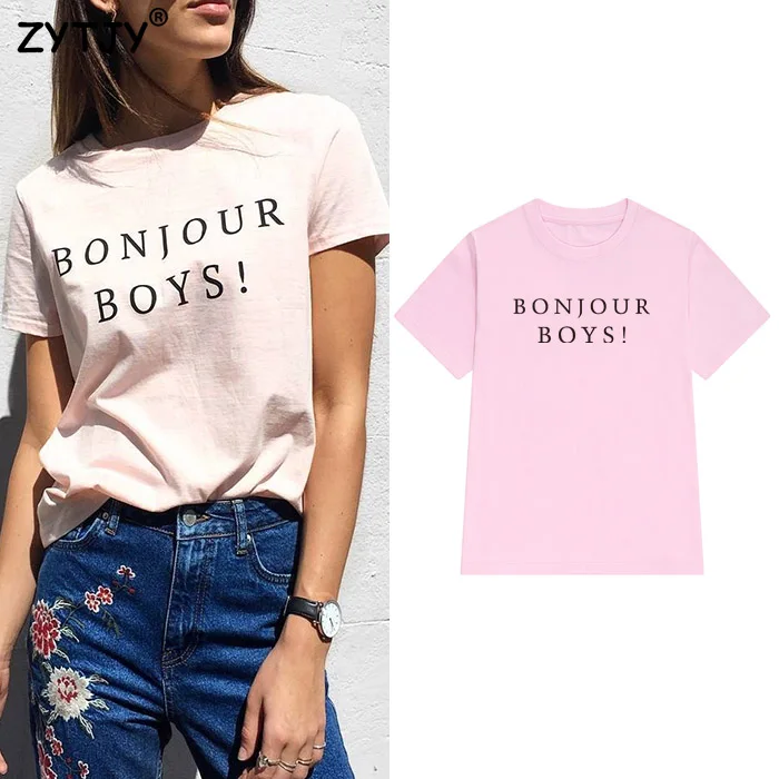 

bonjour boys Letters Print Women tshirt Cotton Casual Funny t shirt For Lady Girl Top Tee Hipster Tumblr Drop Ship Z-1023