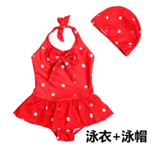 Для Маленьких Девочек Цельный Детский купальник принцессы для девочек детские купальники с поплавками в красный горошек