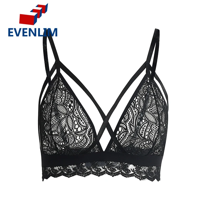 EVENLIM Выдалбливают Белое Кружево Bralette Сексуальное Черный Бюстгальтер с