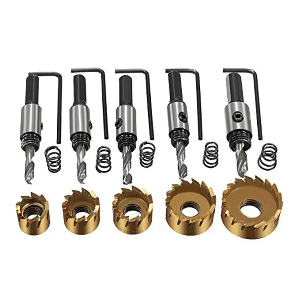 5pcs HSS Drill Bit Set Hole Saw Cutter 16-30 mm With 5 Wrenches For Wood Metal Alloy Drilling Tools