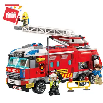 

Enlighten Flame Pioneer of Fire Command Vehicle Helicopter Building Blocks Model kit Bricks Educational Toys For Children Gift