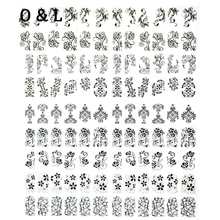 108 pcs/folha de Alta Qualidade Preto 3d Flores Adesivos Art Nail Stickers Decalques para Unhas Dicas de Decoração Ferramenta Grande tamanho