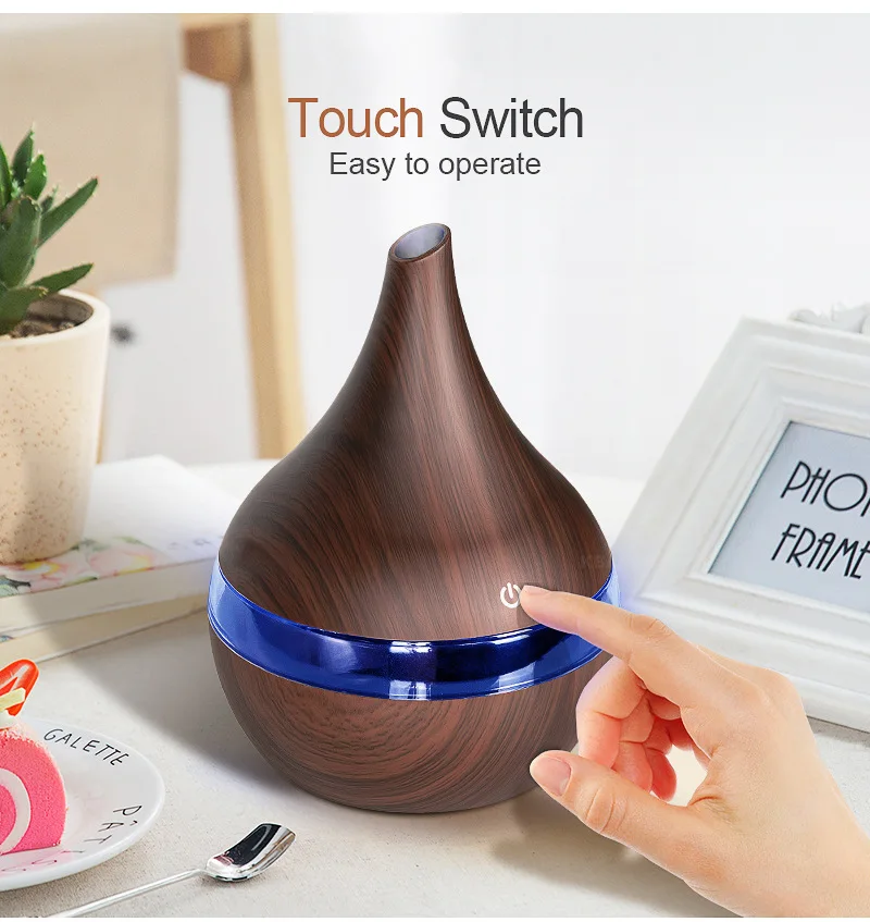 300Ml Usb Electric Aroma Air Diffuser Wood Ultrasonic Air Humidifier Essential Oil Aromatherapy Cool Mist Maker For Home