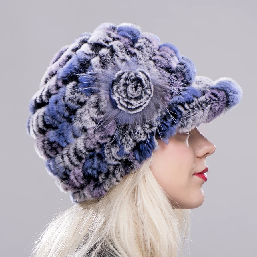 FXFURS الحقيقي الفراء كاب محبوك الطبيعي الأرنب الفراء كاب للنساء الشتاء نوعية جيدة الإناث أرنب ريكس بلغت ذروتها الفراء القبعات الأذن الدافئة