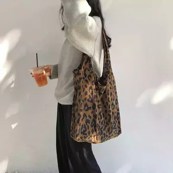 

leopard corduroy bag women men 2018 summer new hot fashion casual hasp students school bags shoulder bags handbags