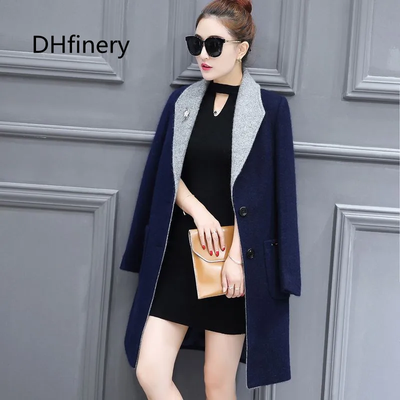 

Plus size women's woolen jacket fat mm winter 2017 new 100KG fat sister in the long paragraph woolen girl L-5XL 6350