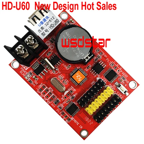 

HD-U60 HD U60 New Design 1*HUB08 & 2*HUB12 512*32 256*32 1024*16 512*16 USB Single & Dual Color LED control card