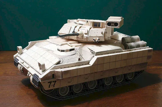 min order 10 mix American M2A2 Bradley infantry fighting vehicles paper model 1 43 vehicles handmade
