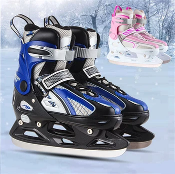 

[Recommend] Inline Ice Skate Shoes for Ice Skating, 4 Size Adjustable, for Adult Kid Children, Blue Pink, Winter Ices Action