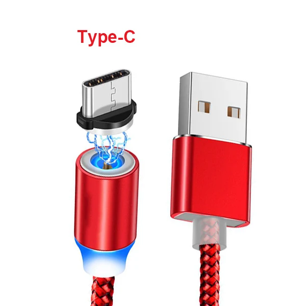 CBAOOO 1 м 2 м микро USB кабель Магнитный кабель для iphone Быстрая зарядка usb type C Android мобильный телефон Быстрая зарядка Магнитный шнур - Цвет: A-Type-Red