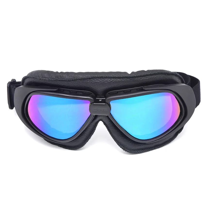 Helmet Goggles Motorcycle Goggle Vintage Pilot Biker Leather Eyewear