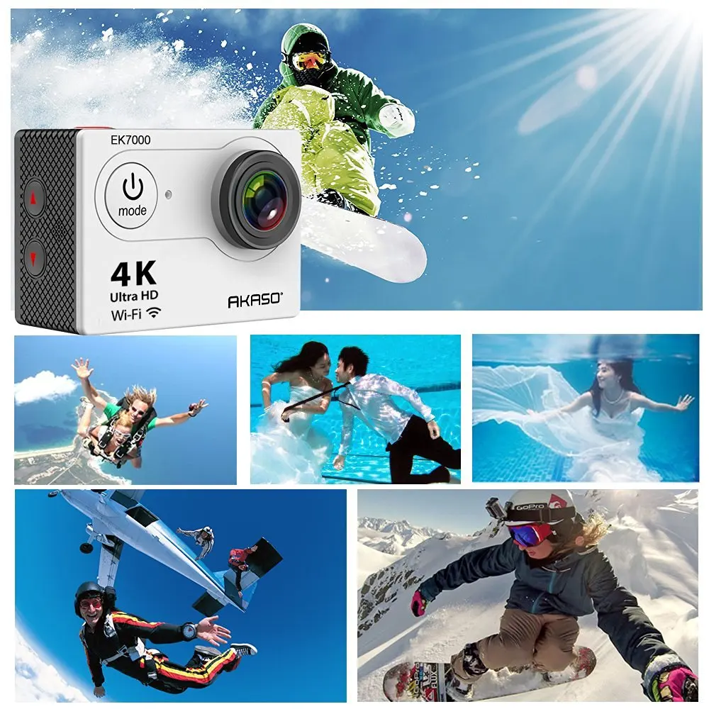 Экшн камера AKASO EK7000 Wi Fi 1080 p Full HD 2 дюйма 170 широкоугольный 30 м Водонепроницаемая