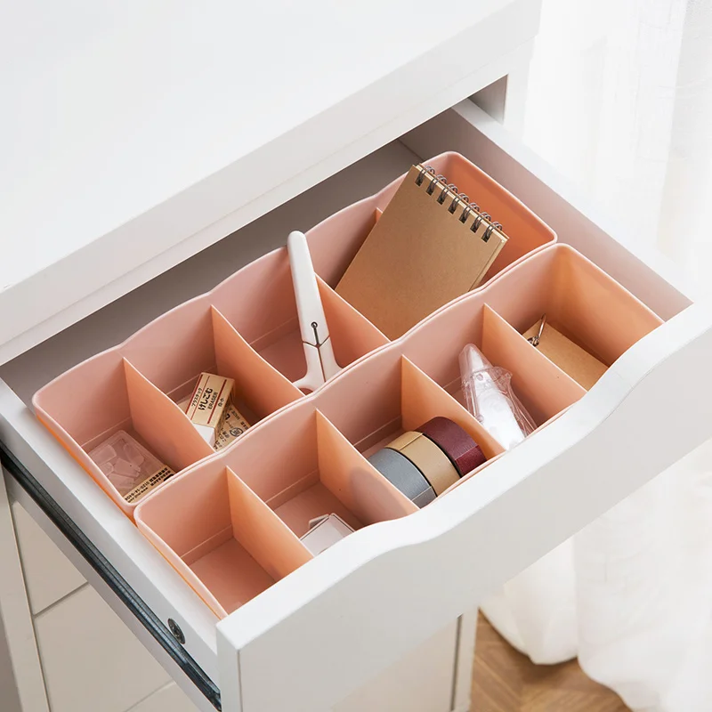 

1 piece 5 Cells Plastic Underwear Socks Storage Box Tie Bra Drawer Cosmetic Divider Table Makeup Box Tidy Organization 3 Colors