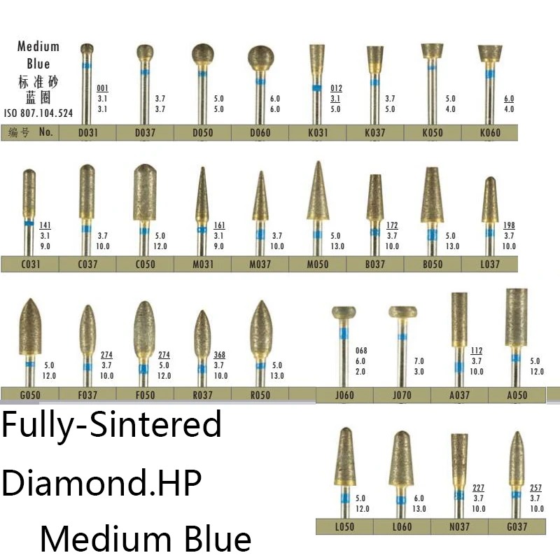 Средний синий стоматологический лабораторный спеченный алмазный Бур шлифовальный Алмазный конический боры спеченные полировочные шлифовальные инструменты
