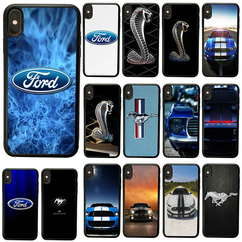 

Car Ford Mustang logo Patterned Cases for iphone X XS Max Mobile Phone Cases Black Back Cover Soft TPU PC Shell