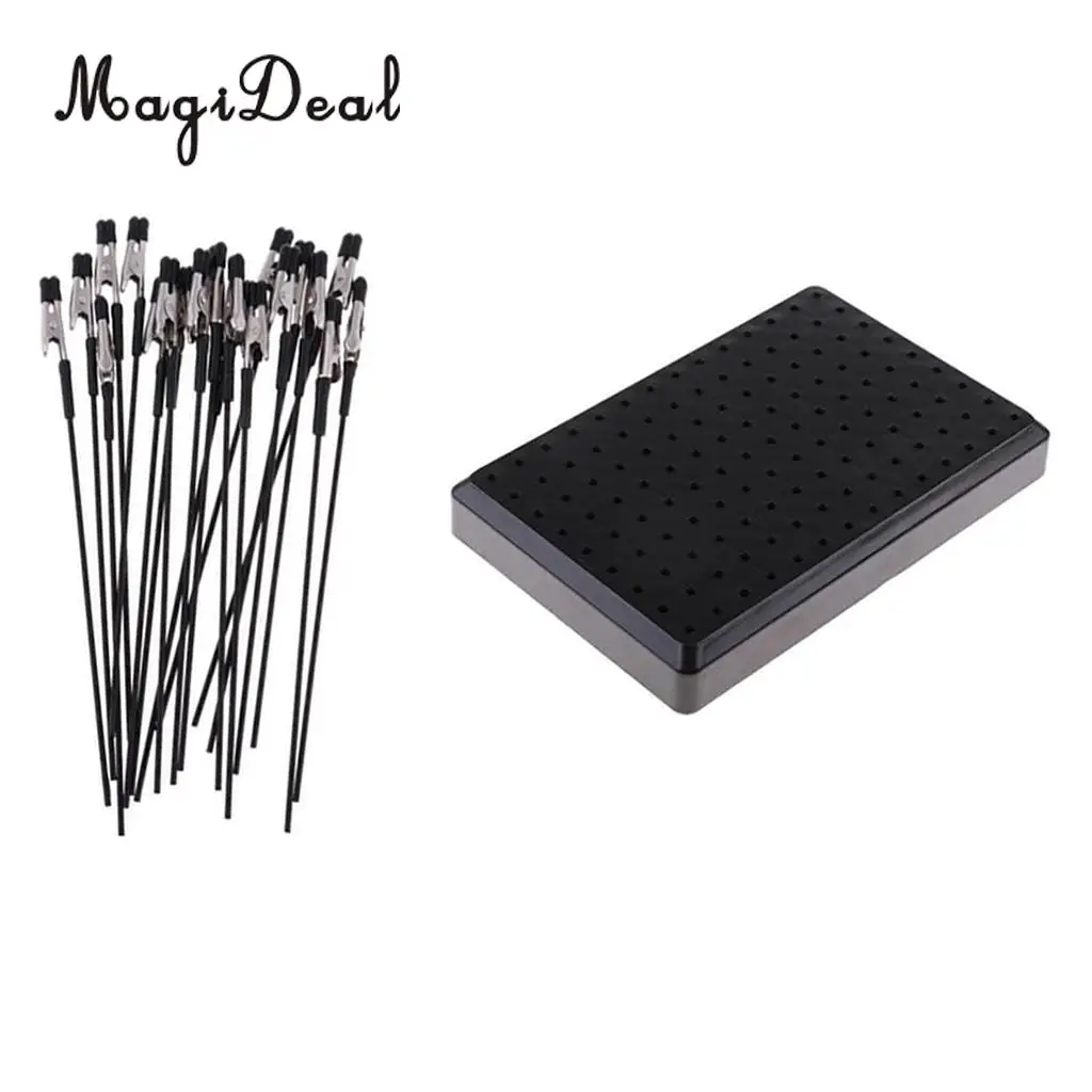 20x Alligator Clip Metal Color Painting Stick w/ Holder Base Stand for Gundam Modelers Hand Tool