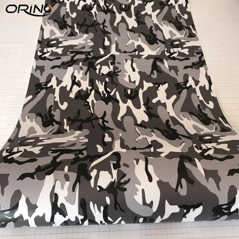 Black Grey White Camouflage Vinyl Film-4