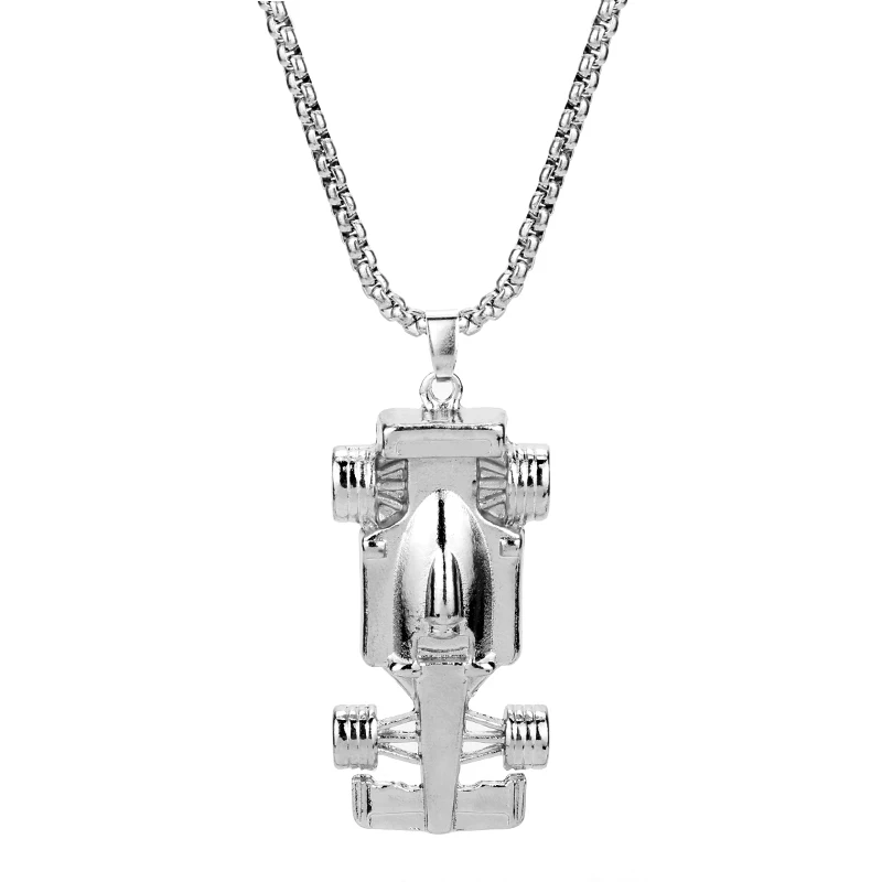 F1 FORMULA ONE MOTOR Racing Car Pendant Necklace Bling Chain Necklace