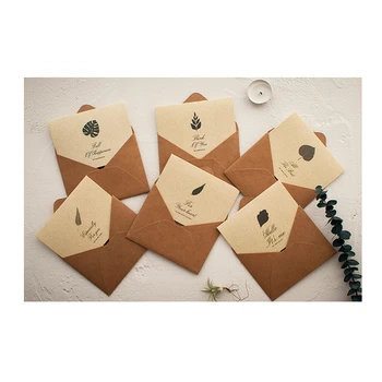 

Kraft greeting card yellow kraft envelope green leaf implication heart card Environmental party decoration props invitation car