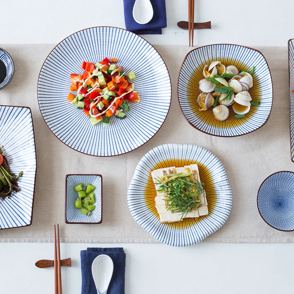

NIMITIME Japanese Style Ceramic Porcelain Rice BowlSoup Bowl Fish Plate Sushi Dinner Plate Dish Tableware