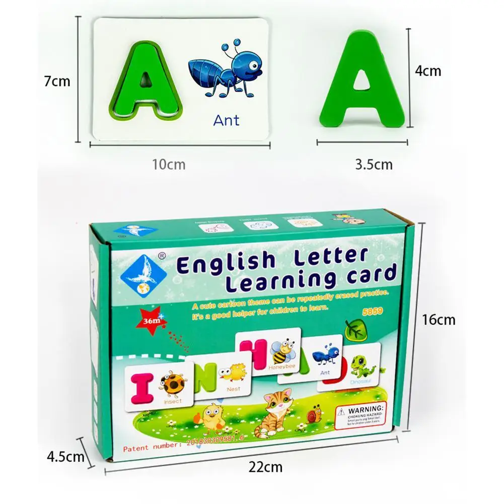 Cartão de Alfabetização Cognitivos para Preschool Cartão Inglês Carta Aprendizagem Montessori Alfabeto Palavra Brinquedos Children Bebê 9 Quebra-cab.