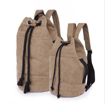 

070417 men casual canvas backpack bucket bag