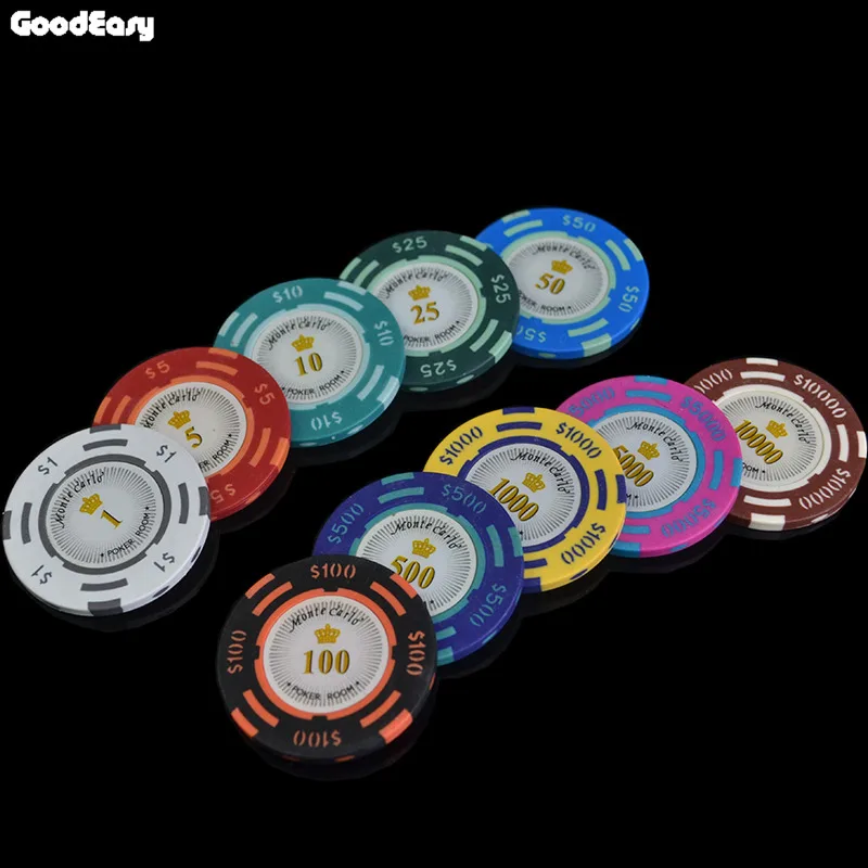 200/300/400/500 шт./компл. глины Casino Chips в форме фишек Казино доллар Покерная фишка Техасский Холдем наборы для ухода за кожей ПУ-кожа чемодан и Скатерти