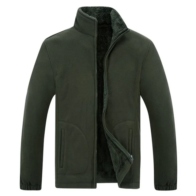 Men's Fleece Warm Softshell Casual Jacket Men Climbing Outdoor Military Jackets Male Camping Hunting Tactical Coats 6XL 7XL 8XL - Цвет: Army Green