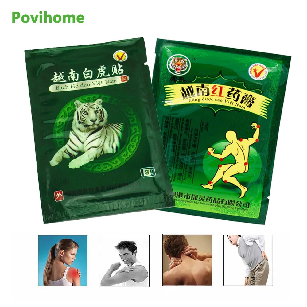 Povihome 8 шт белый тигровый бальзам+ 8 шт Красный пластырь Tiger Balm артрит мышечная спина Шея суставы обезболивающие патчи D0001