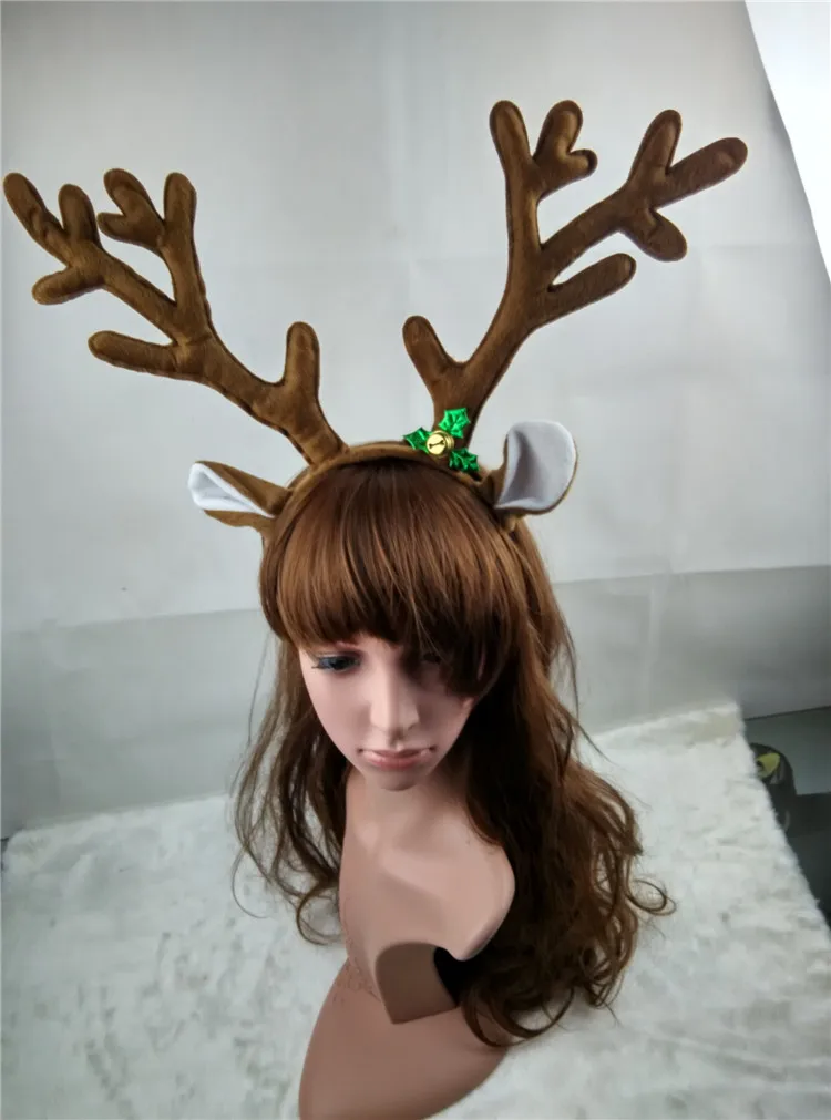 Для рождественской вечеринки косплей аксессуары для волос 3D олень уха обруч для волос плюшевые игрушки колокол украшения Hairbands DIY ручной работы головные уборы