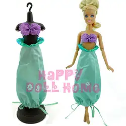 1 компл. наряд фиолетовый Sea Shell Форма бюстгальтер топ + длинная юбка принцессы Танцы праздничная одежда для Барби Кукла Русалка Ариэль