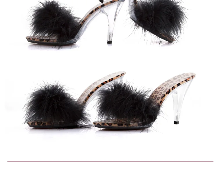 Обувь женские летние сандалии обувь на высоком каблуке 7-10 см модельные Подиумные прозрачные тапочки Леопард с кристаллами
