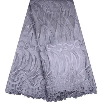 

Gray French Lace Material High Quality Net African Lace Fabric With Beads And Pearls For Nigerian Wedding Tulle Lace Fabric 1490