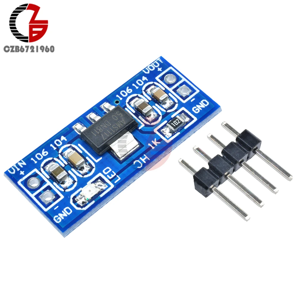 10 шт 6 V-12 V постоянного тока до 5 V AMS1117 Напряжение конвертер для ступенчатого понижения Мощность понижающий преобразователь регулятор напряжения модуль с Светодиодный индикатор