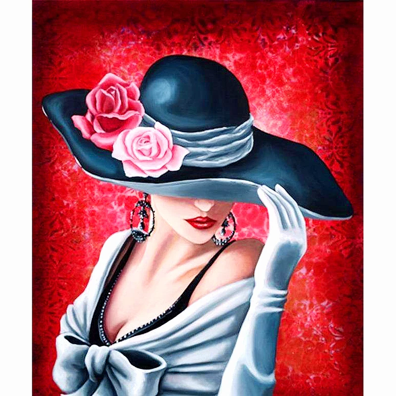 

5D DIY full Square/Round Drill diamond painting Cross stitch Red rose girl Rhinestone embroidery Home Mosaic decor gift