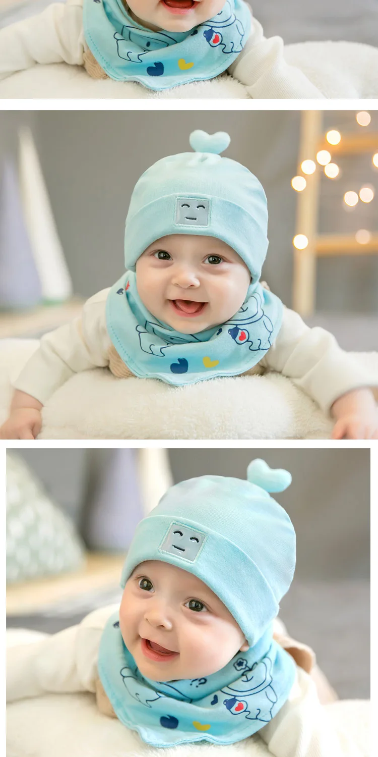 CieiK Baby Hat and Scarf Set Cotton Winter Hats for Kids Newborn Warm Cute Cartoon beanie Ear Protect Infant Crochet Photography (6)
