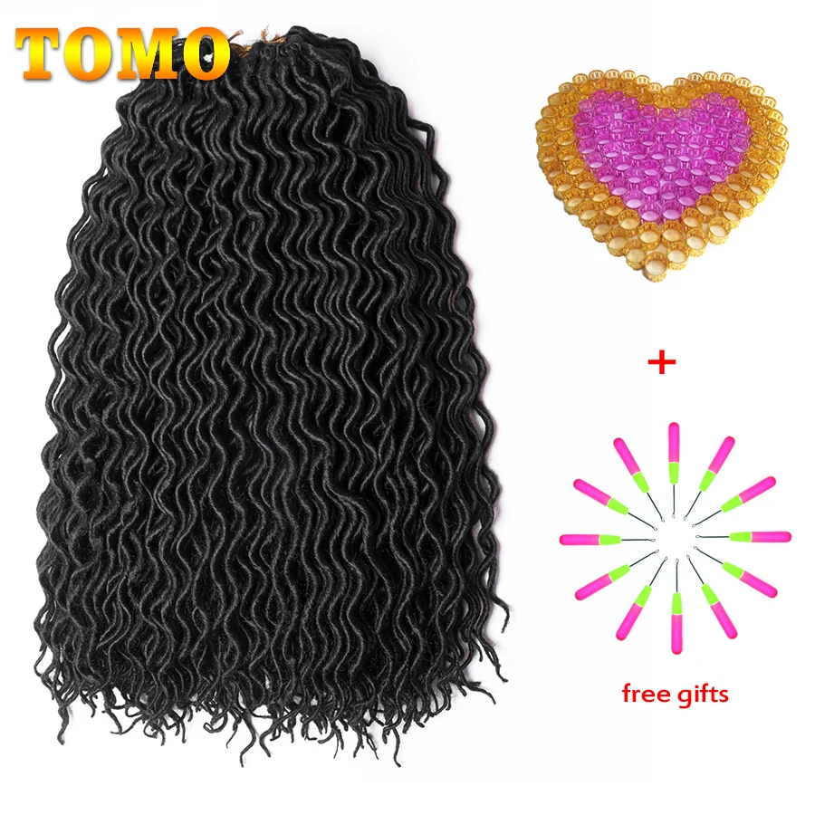 TOMO 18Inch Faux Locs Curly Crochet Braids 24Strands Goddess Locs Hair Extensions Ombre Synthetic Braiding Hair Bohemian locks