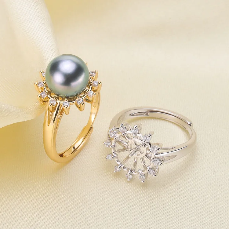 

Pearl Ring Settings, Fashionable Ring Findings, Adjustable Size 925 Silver Ring Jewelry DIY making No Pearl Free Shipping