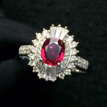 

Fine Pure 18 K Gold Jewelry Real Natural 0.9ct Red Ruby Diamond Jewelry Anniversary Female's Rings for Women's Fine Rings