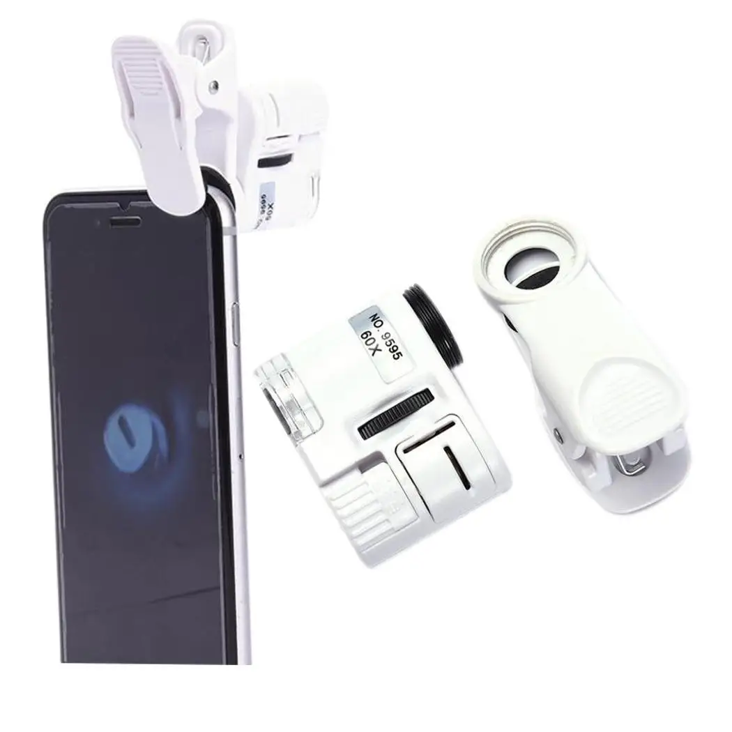 Portable LED Clip-on 60X Magnifier Microscope White Jewelry for Multifunctional Mobile Phones | Инструменты