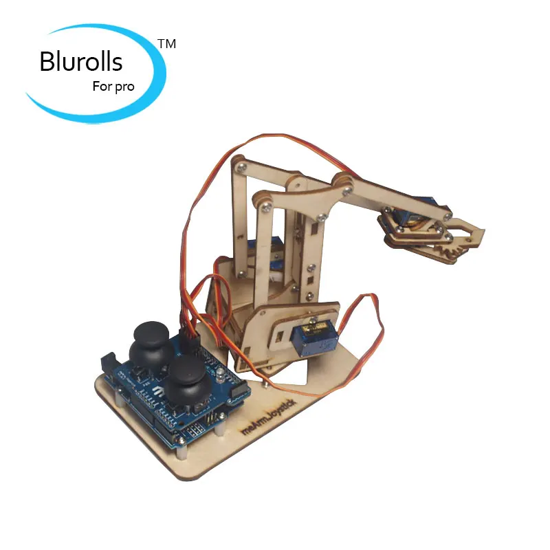 Intellectual development DIY wooden MeArm robotic arm learning full kit DIY MeArm.Joystick educational desktop robot arm kit wirelessly synchronized robotic arm