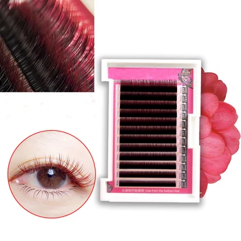 

HBZGTLAD C curl 0.07mm 8-13mm false lashes Gradient red color eyelash individual colored lashes Faux volume eyelash extensions