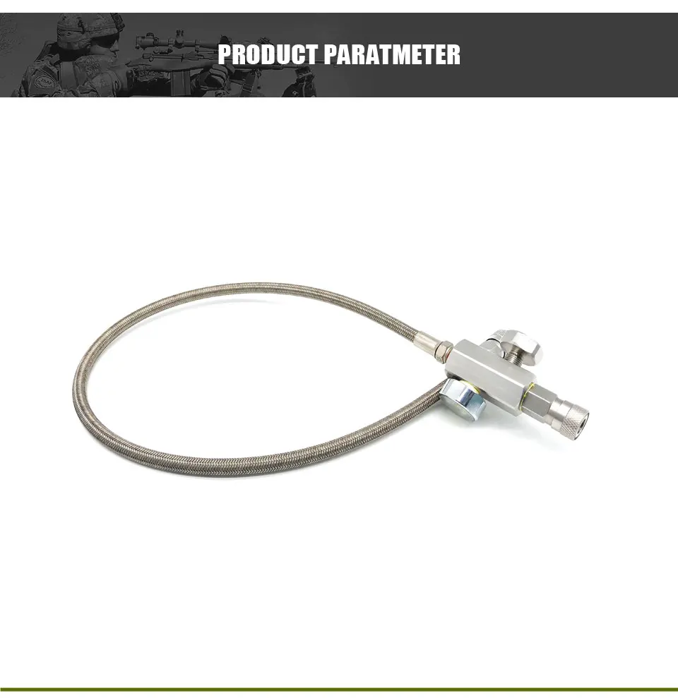 PCP Пейнтбол HPA АЗС винт кровотечение воздуха клапан из нержавеющей стали адаптер с 20 дюймов/60 см шланг BLV2060-3