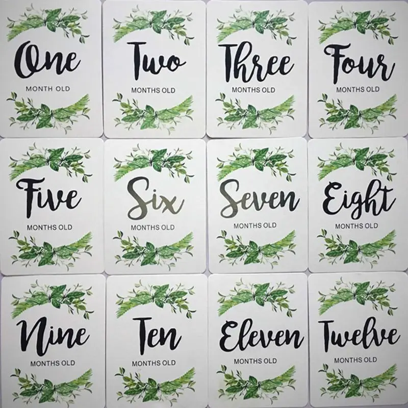 

12 Pcs/Set Month Card Baby Monthly Newborn Photos Funny Cartoon Photography Photo Cards Stickers