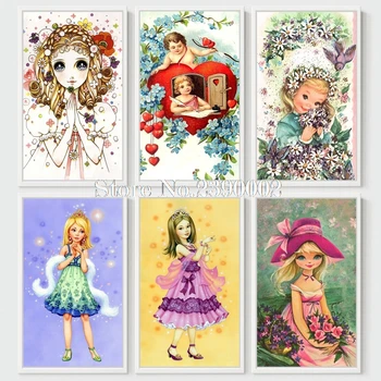 

Cartoon Girl Diamond Painting Cross Stitch Diamond Embroidery 5D Diy Big Eyed Girl Postcard Diamond Mosaic Rhinestones Gift